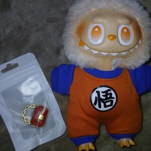Orange and Blue Son Goku Labubu Outfit With Shoulder Bag DOLL NOT INCLUDED